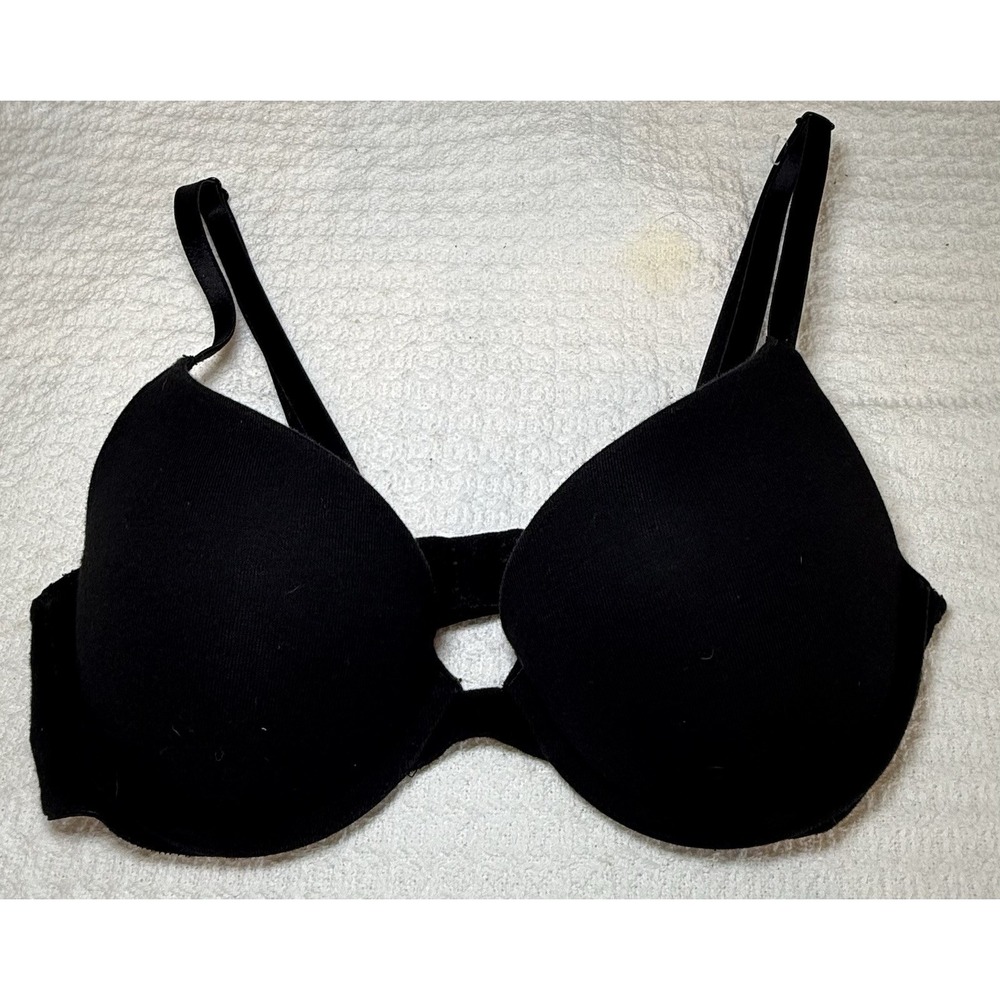 Victoria's Secret Pink Bra 34A Wear Everywhere T-Shirt Lightly Lined Black